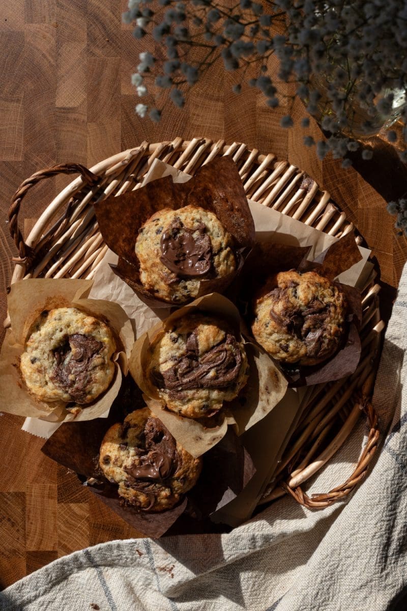 Small Batch Banana Nutella Muffins