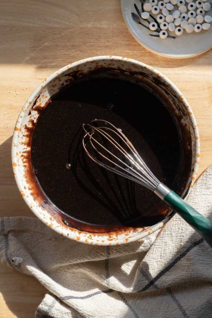 The wet ingredients whisked together.