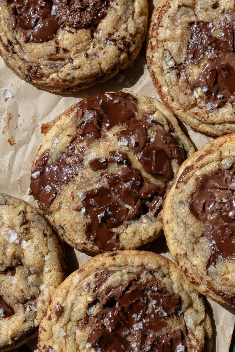 Close up of the nutella chocolate chip cookies.