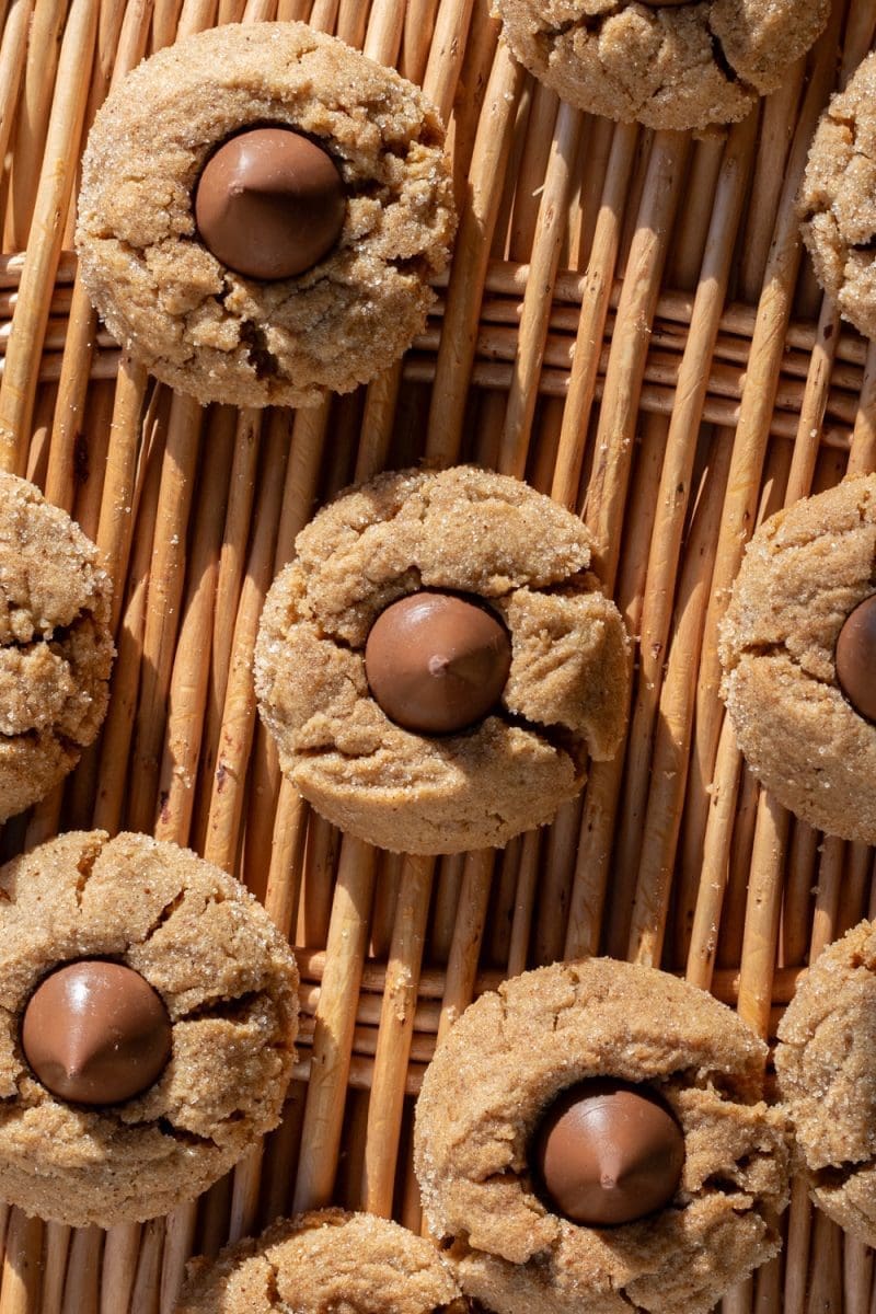 The small batch peanut butter blossoms on a serving tray.
