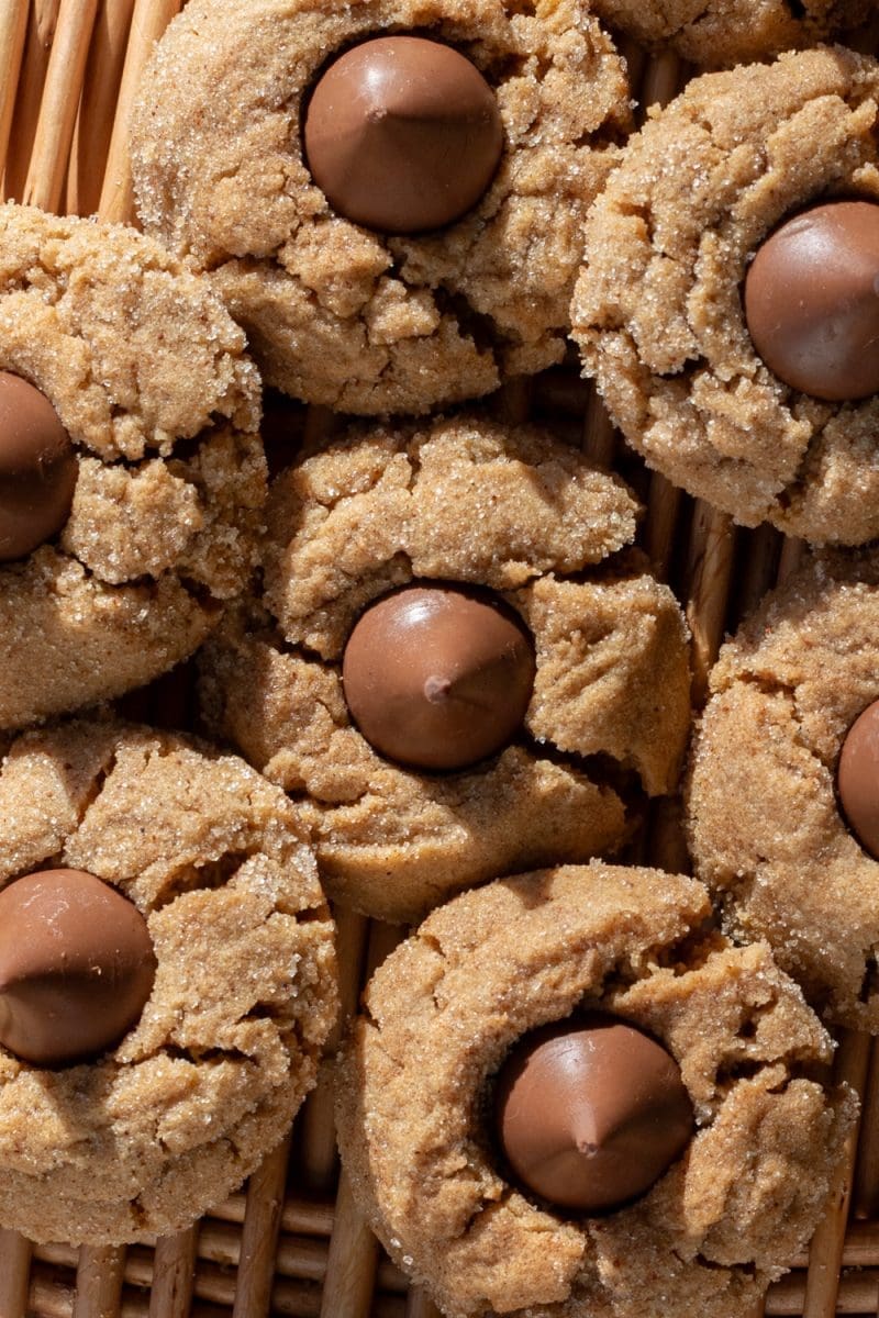 Close up of the small batch peanut butter blossoms.
