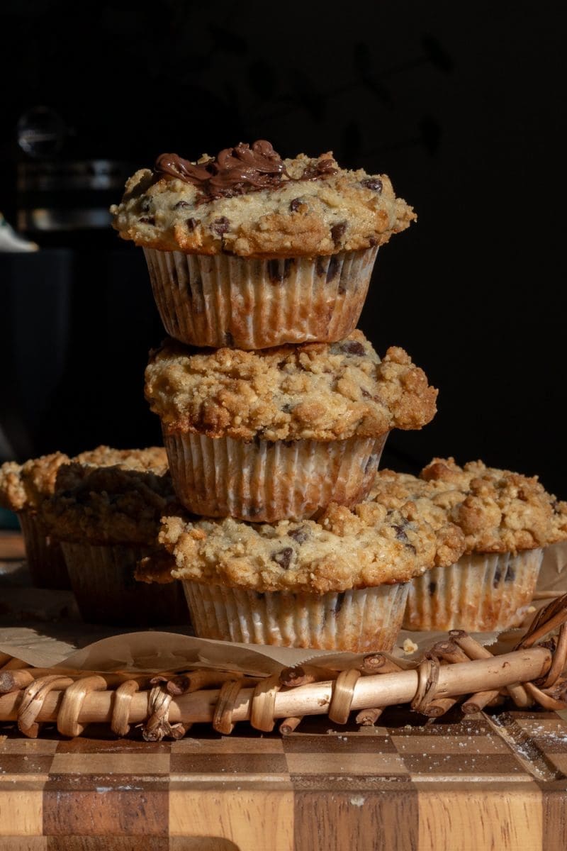 The muffins stacked on top of each other.
