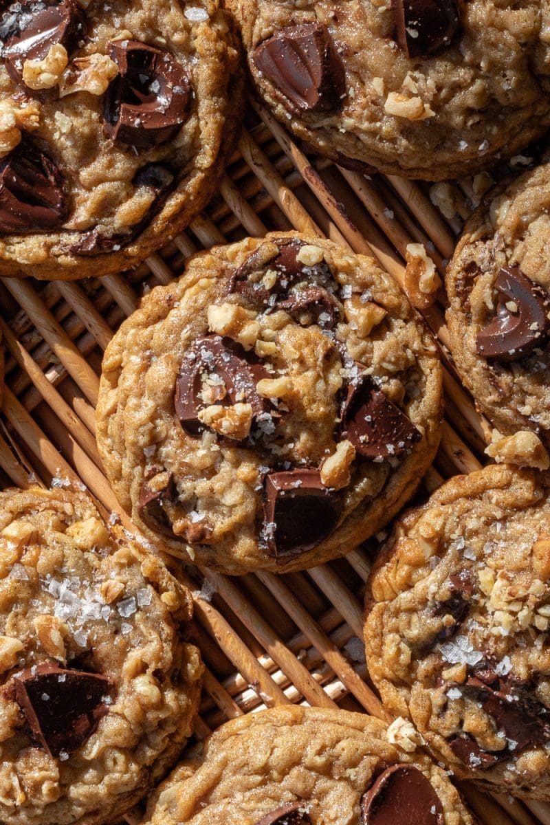 Close up of the banana bread chocolate chip cookies