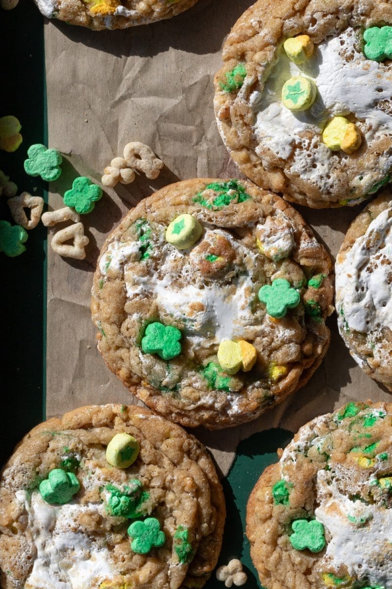 Close up of the lucky charms cookies.
