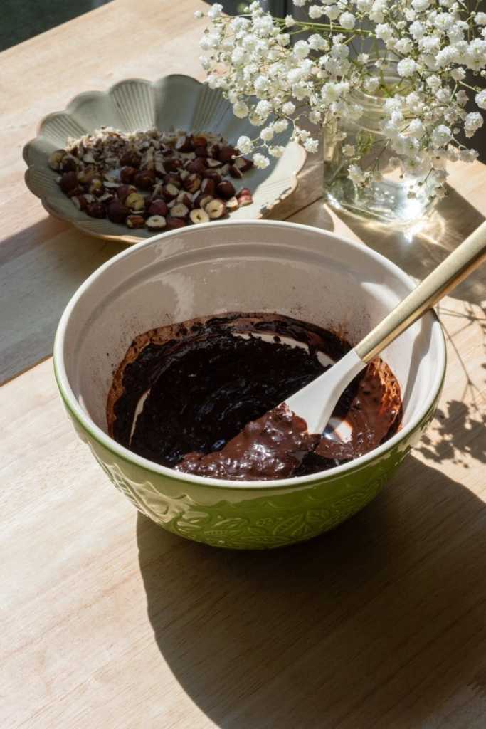 The cocoa and hot espresso mixed together.