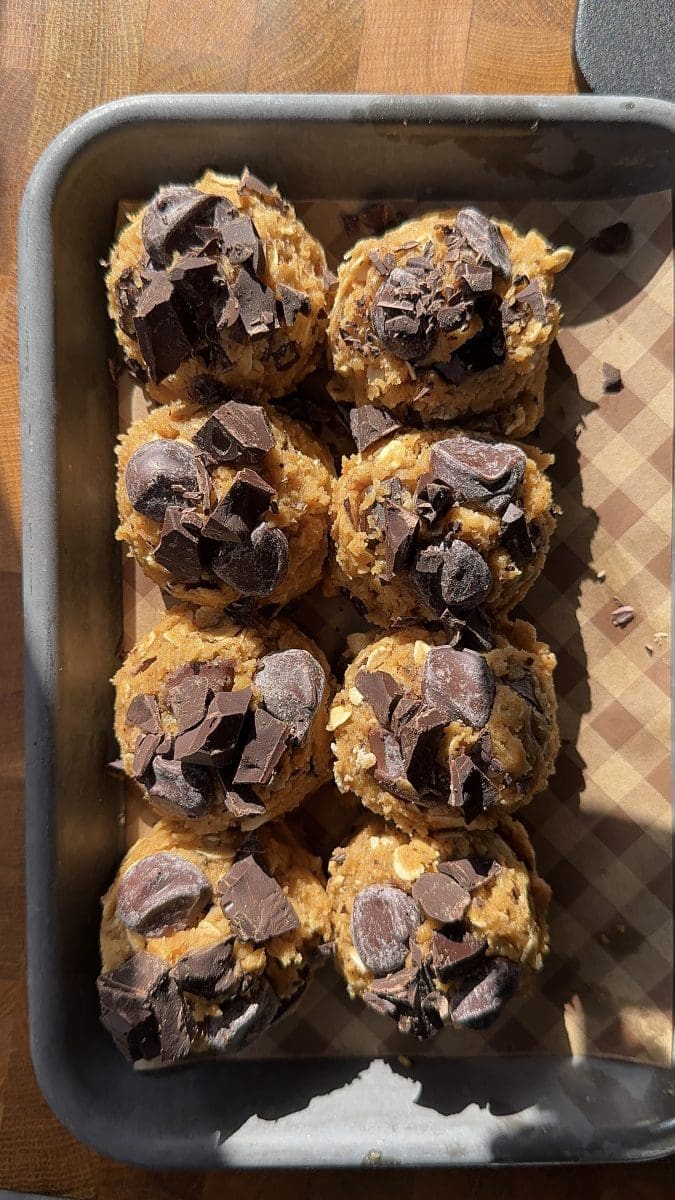 The cookie dough scooped out.