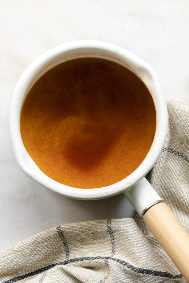 Brown butter in a saucepan.