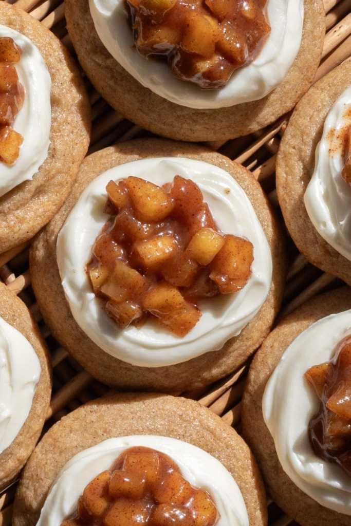 Close up of the apple pie cheesecake cookies.