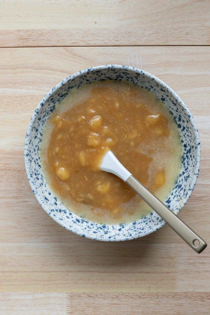 The banana, butter, and sugar mixed together.