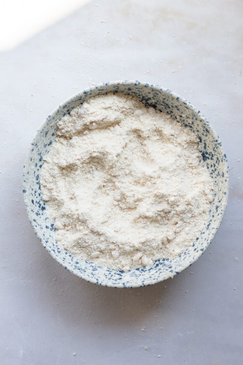 The brown butter cut into the dry ingredients.
