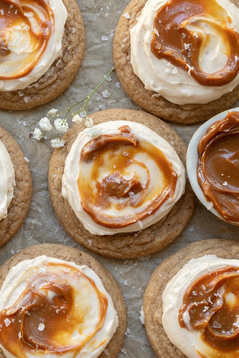Close up of the dulce de leche cookies
