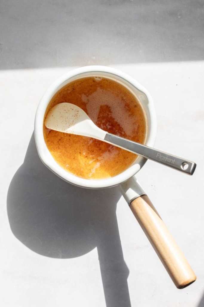Brown butter in a saucepan.