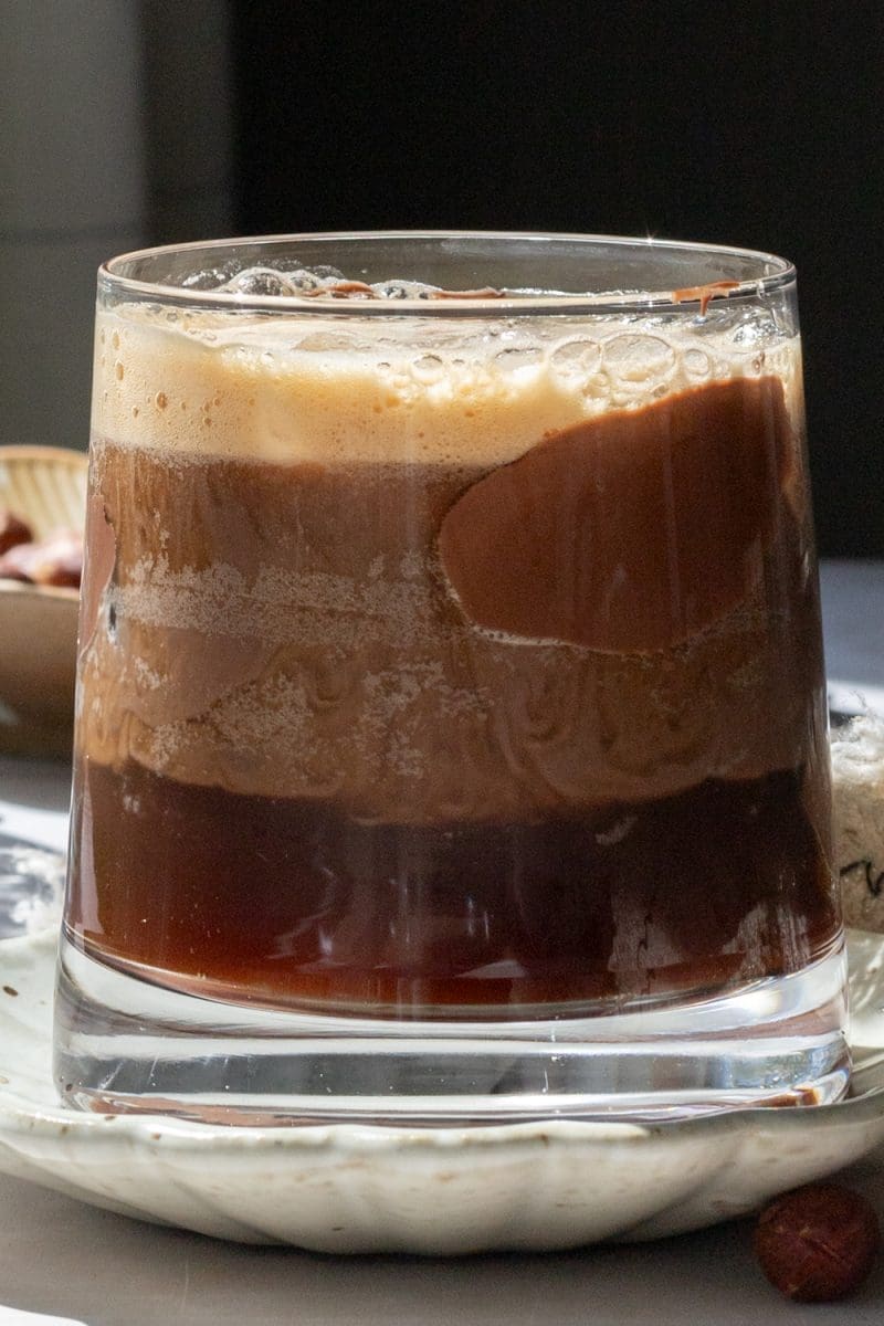 A close up of the chocolate hazelnut shaken espresso