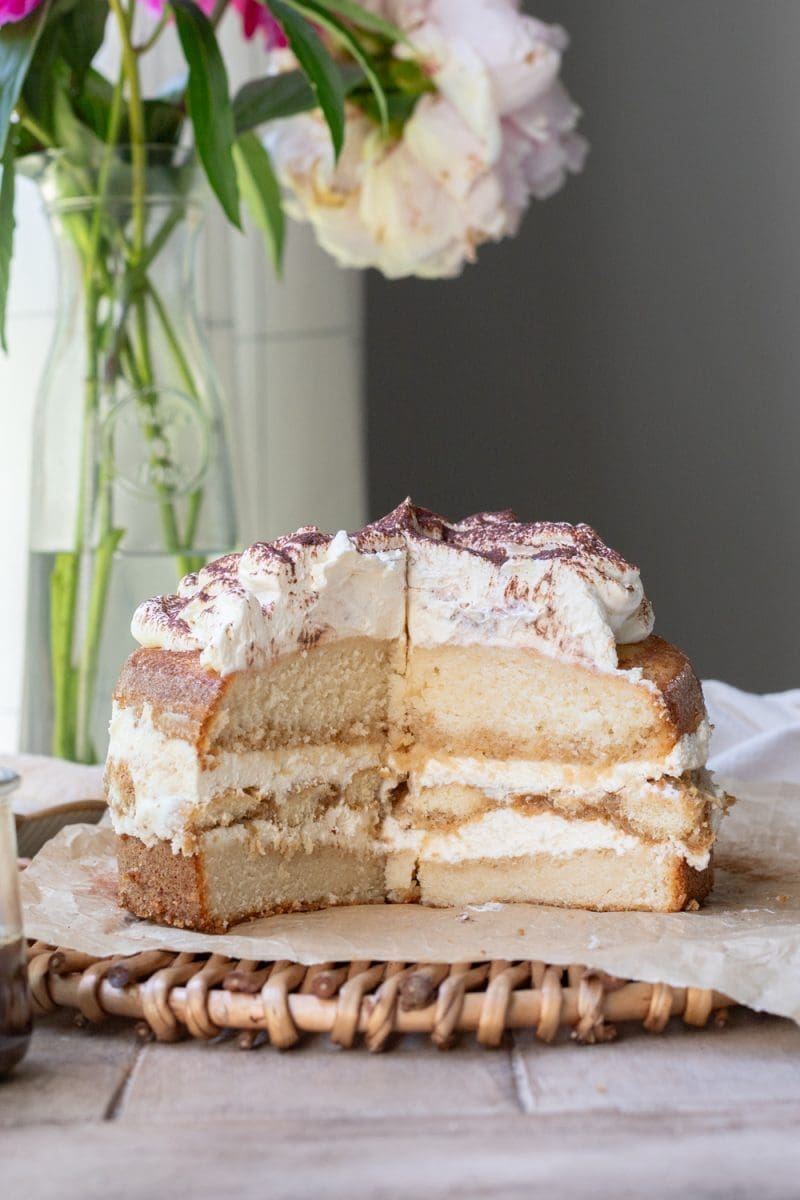 Cross-section of the tiramisu cake