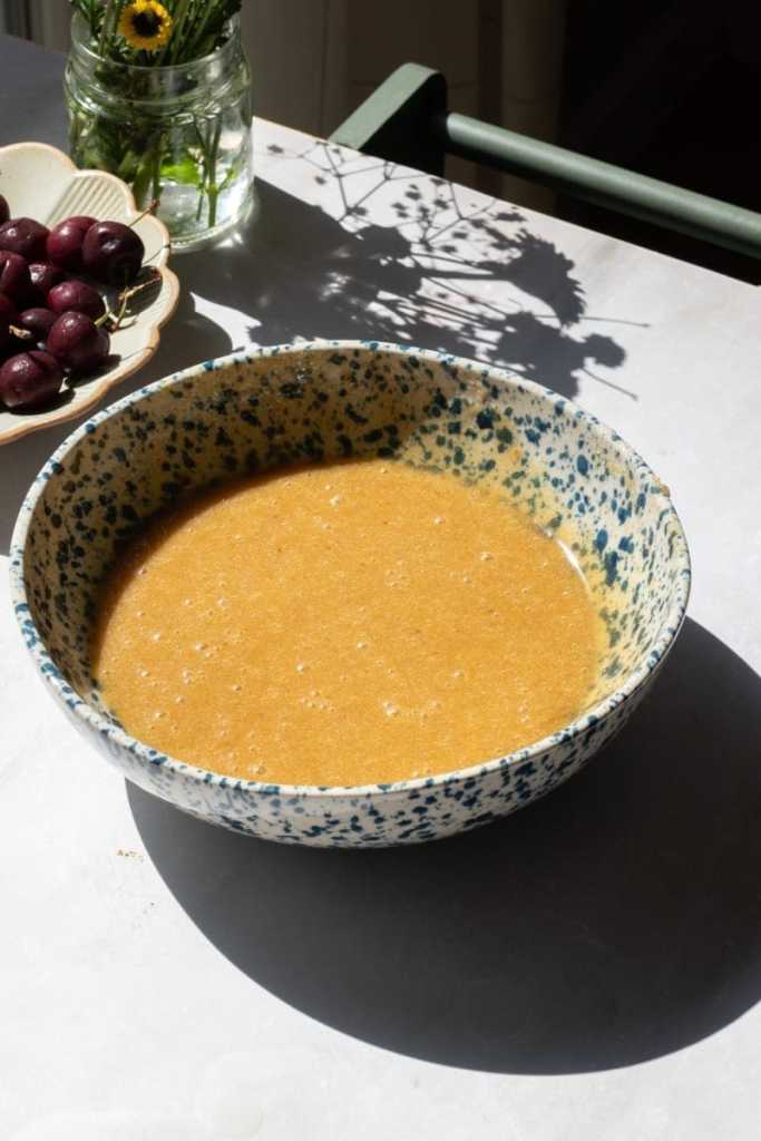 The cookie dough after mixing in the egg and vanilla.