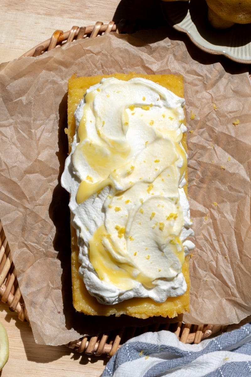 The whole loaf of lemon bars, before being sliced.