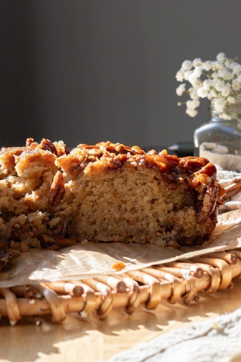 Cross-section of the banana pecan upside down cake.