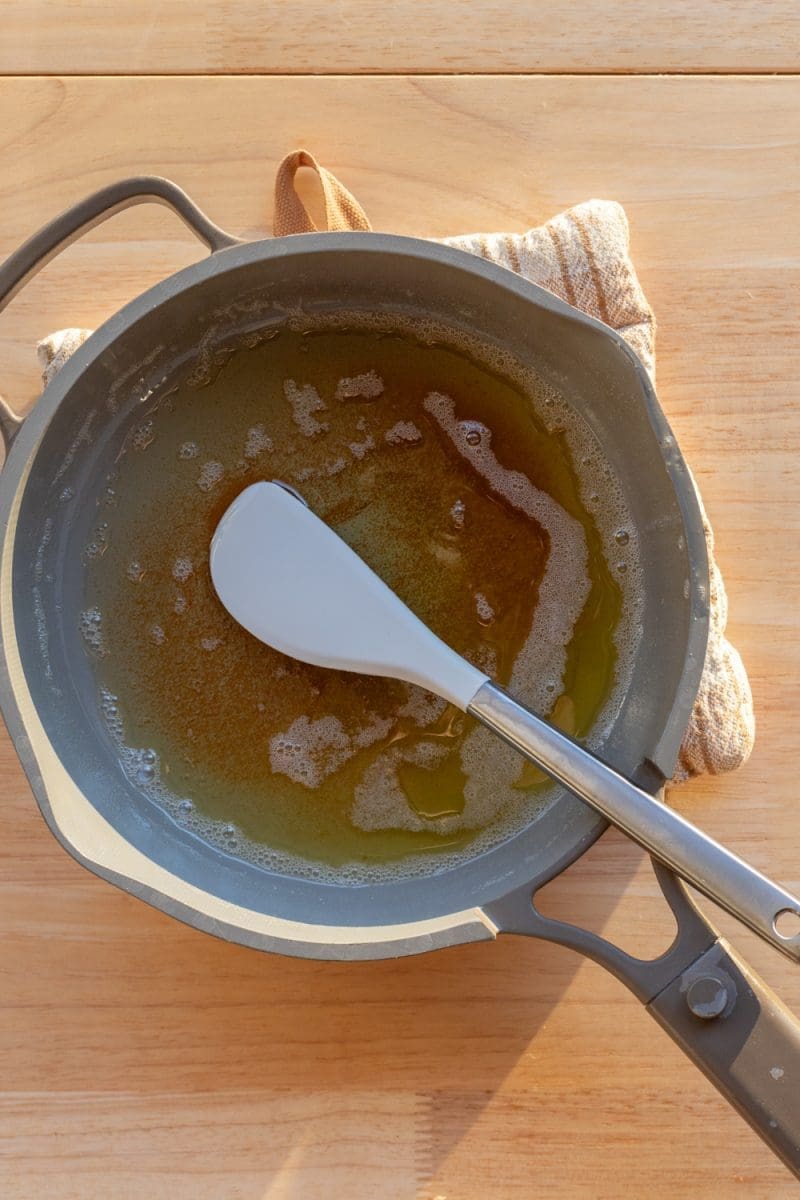 Brown butter in a saucepan.