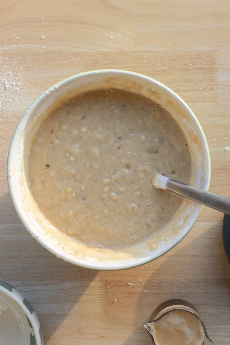 The finished regular banana bread batter.