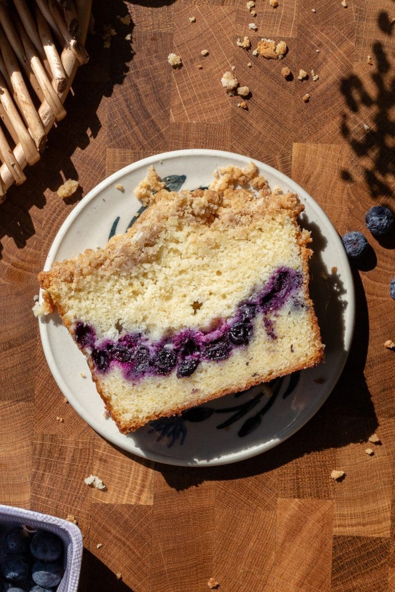 A slice of the lemon blueberry loaf.