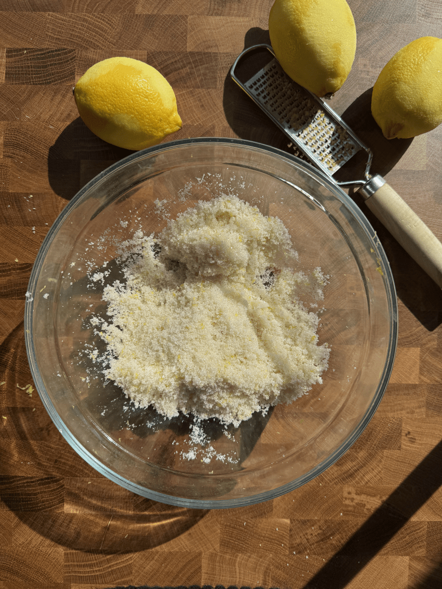 The zest and sugar mixed together.