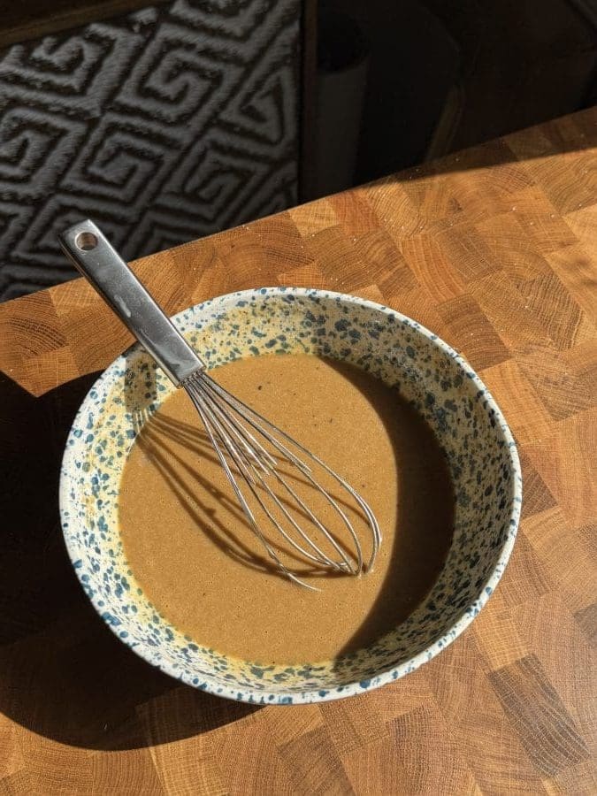 The wet ingredients whisked together.