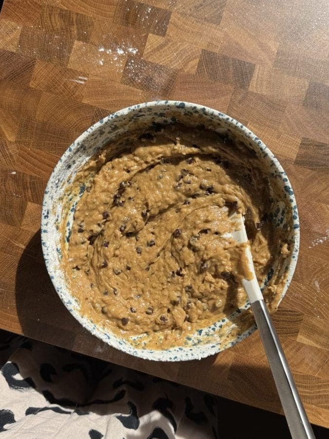 The finished mocha muffin batter.