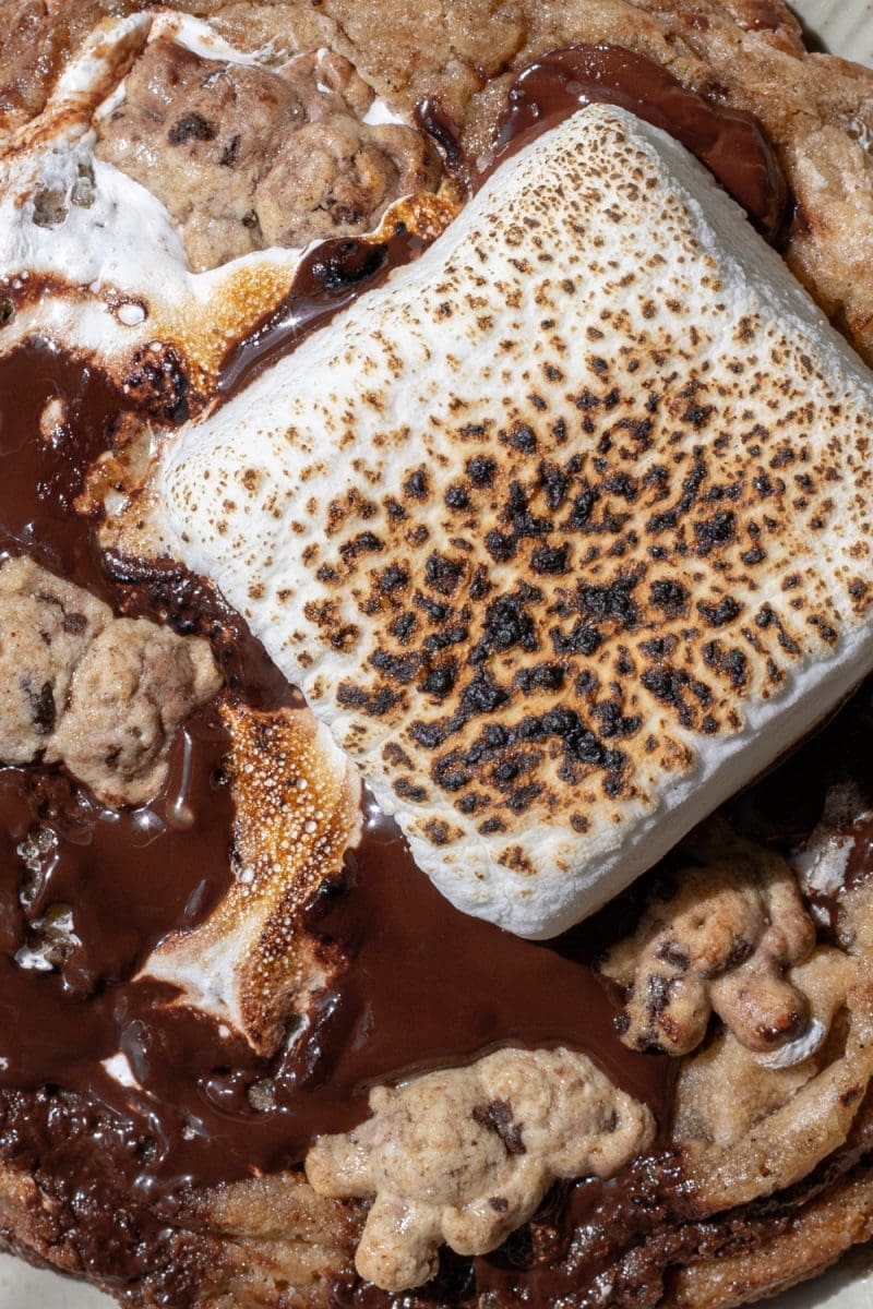 Close up of the single serve s'mores cookie