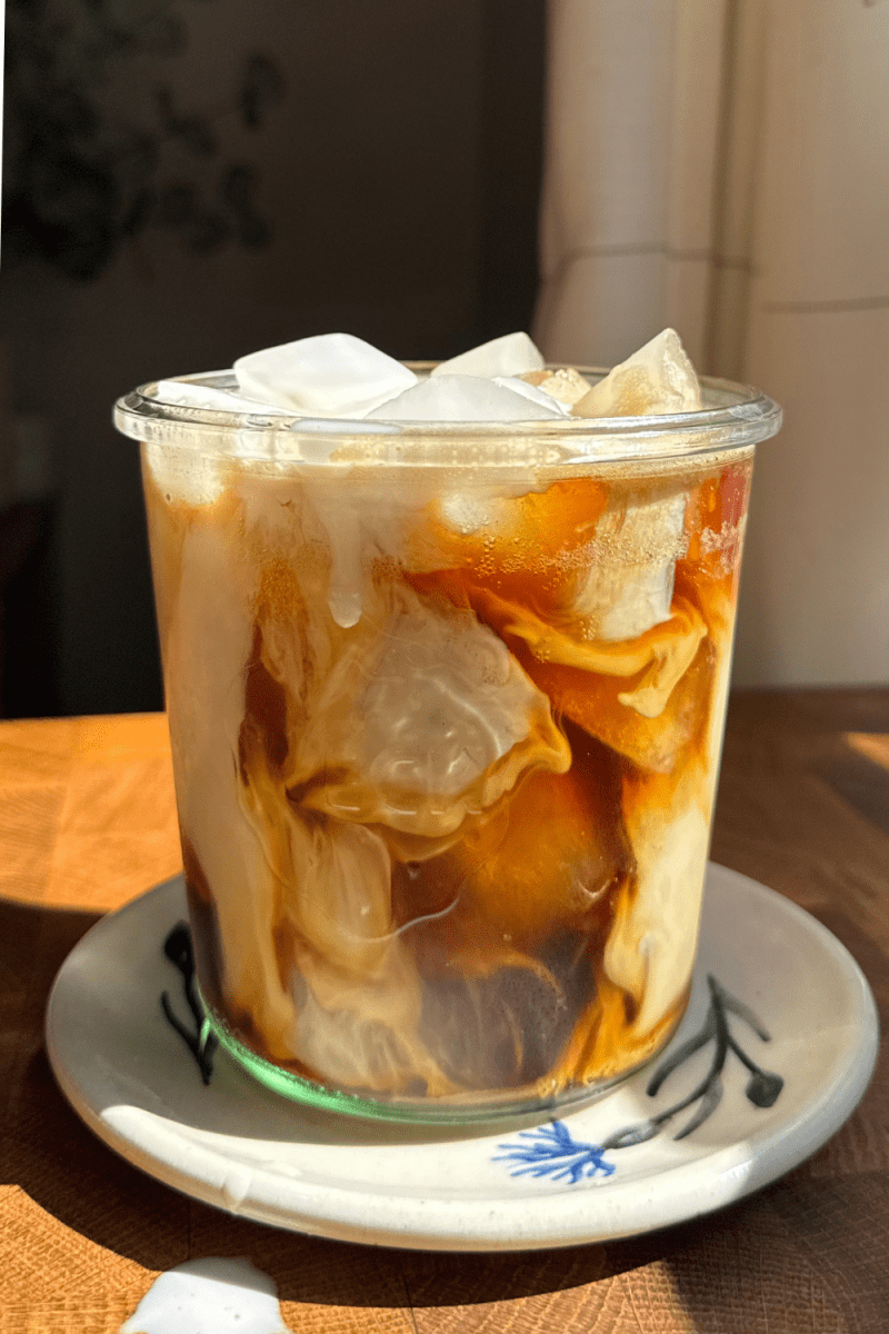 Close up of the iced horchata shaken espresso.