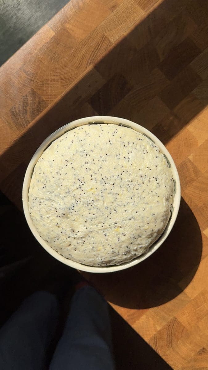Lemon poppy seed brioche dough.