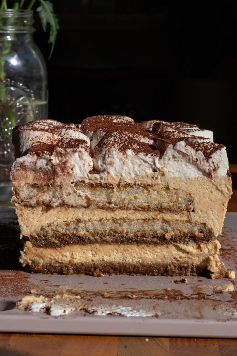 Close up cross-section of the pumpkin tiramisu