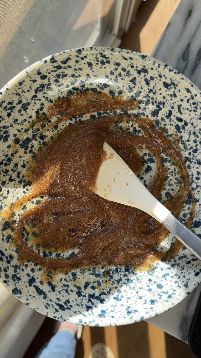 The wet ingredients whisked together.