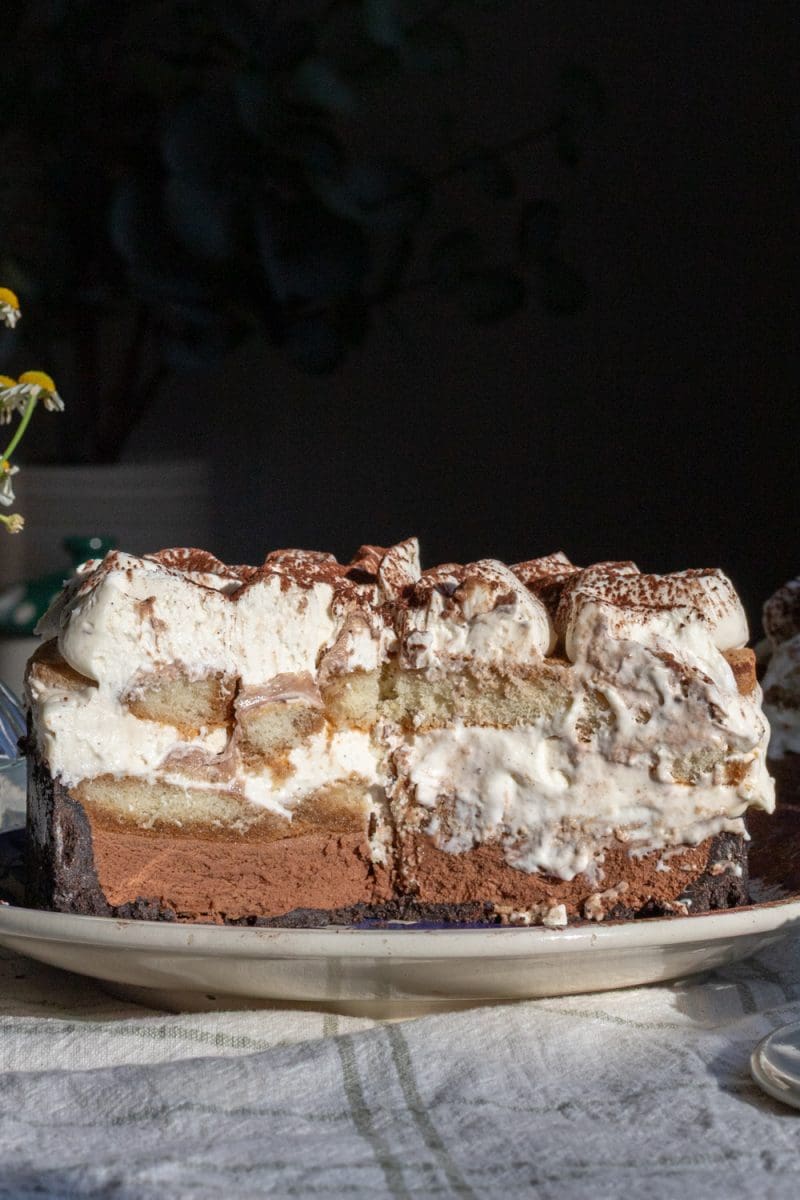 Cross-section of the french silk tiramisu.