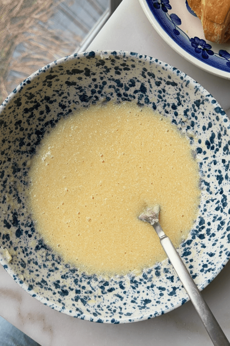 The wet ingredients mixed together for the frangipane.