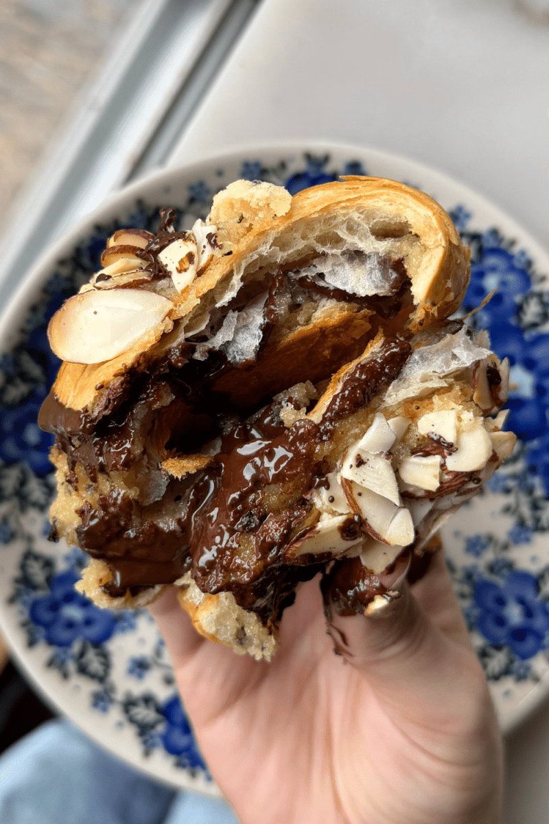 Cross-section of the earl grey chocolate almond croissants.